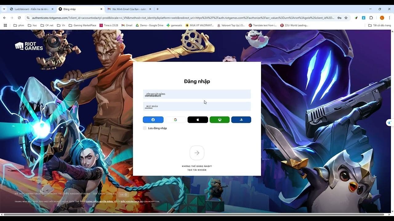 Thay đổi bảo mật Riot và kiểm tra mail gốc